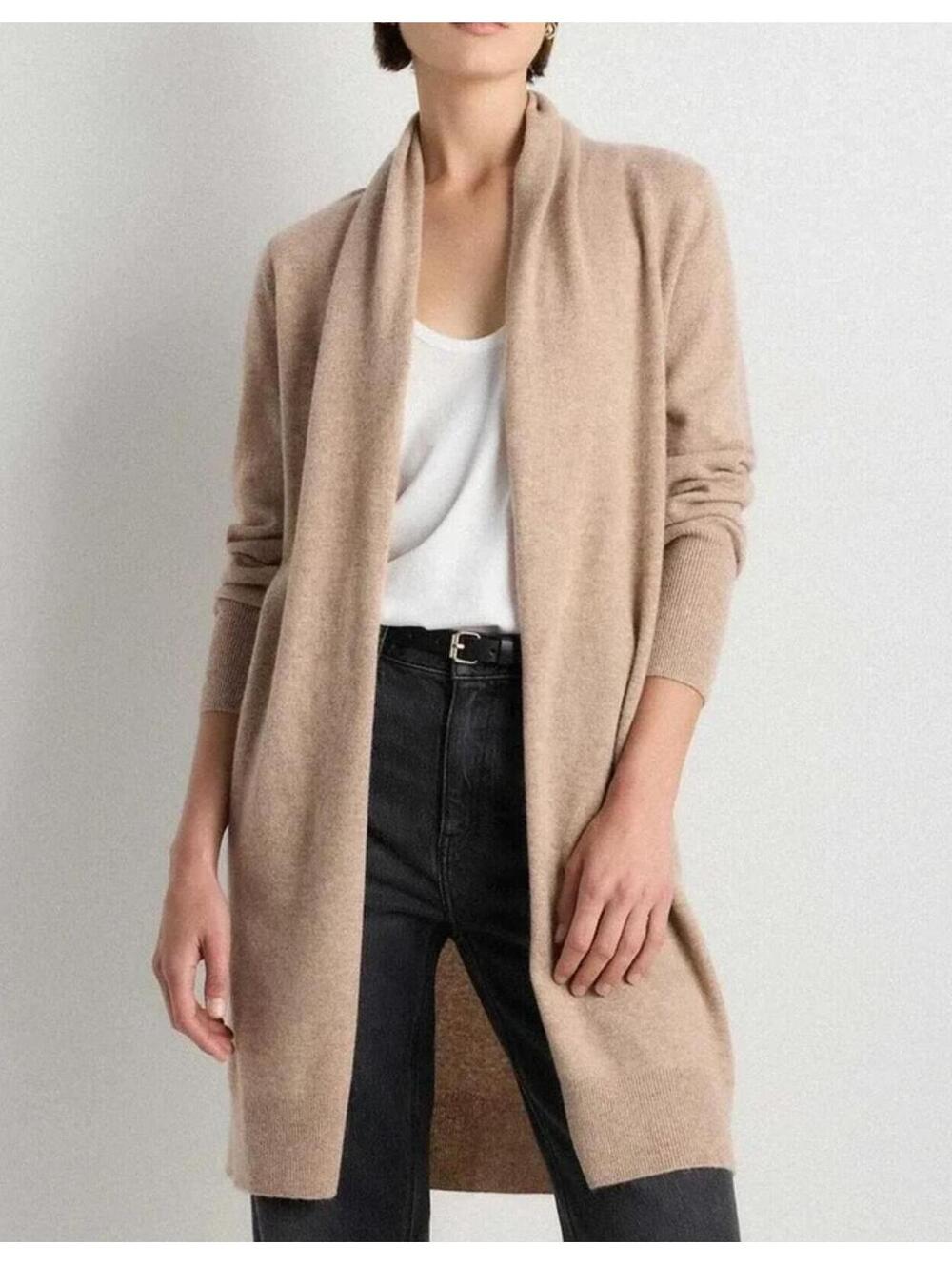 Quince Mongolian Cashmere Duster Cardigan Sz S Oatmeal Beige Quiet Luxury Cozy